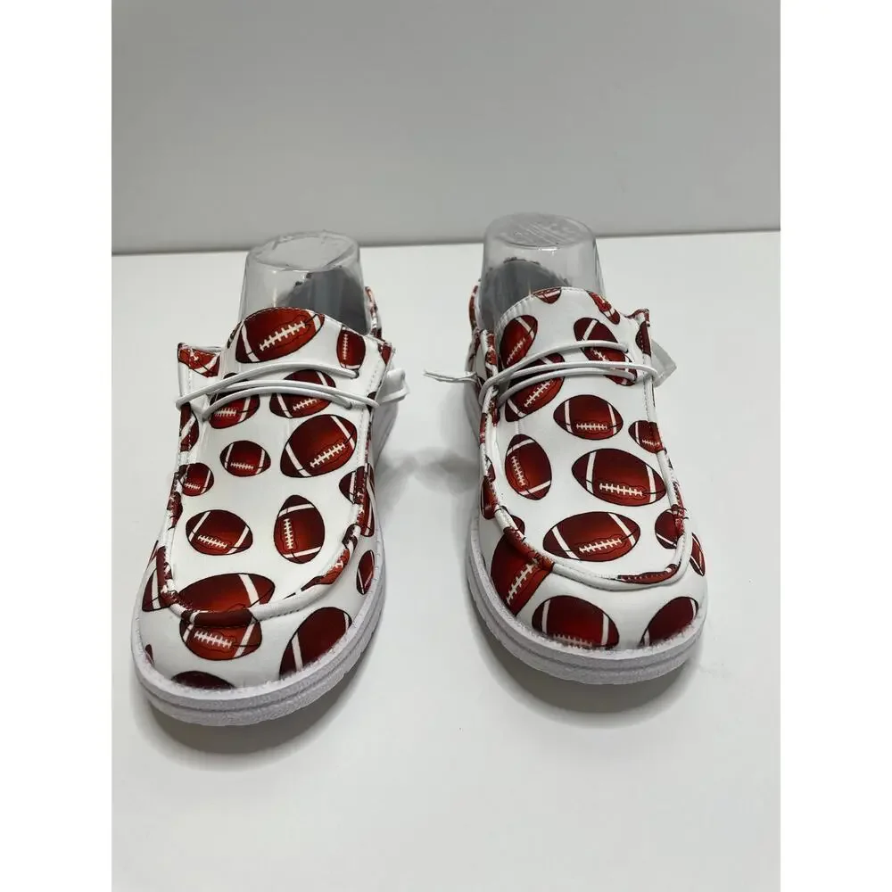 Unbranded Slip On White Shoe Football‎ Graphic All Over Print Eu 37 US 6.5 New